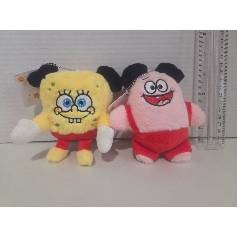 SpongeBob Patrick Plush Keychain Set Cartoon Duo Mouse Ear Style